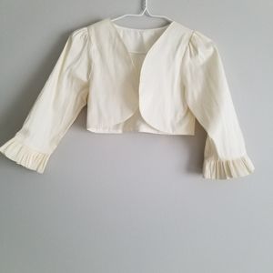 Ivory Ruffle Sleeve Bolero Girls Size 12 By Sweet Kids Made in USA